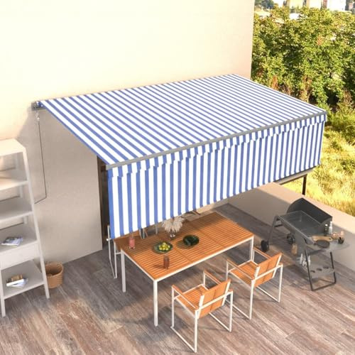 Festnight Elektrische Markise 5x3 m Elektrisch Gelenkarmmarkise 300 Breit Automatisch Sonnenmarkise Terrasse Terassenmarkise Außen Gelenkmarkise mit Handkurbel Volant Kassettenmarkise