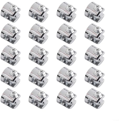 10 morsetti di supporto cromati per mensole in vetro, adatti per vetro spesso 6 mm e 8 mm, per soluzioni per mensole da bagno e ufficio (20 pezzi)