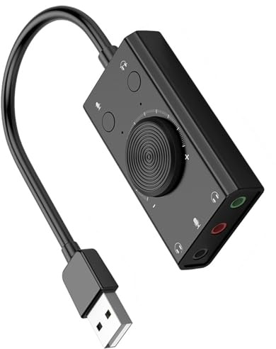 Fahoujs Scheda audio USB esterna per microfono cuffie con 3 uscite porte esterne regolabili per accessori computer scheda USB