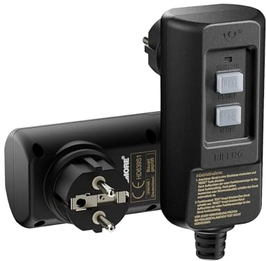 SAFEMORE PRCD - Spina di protezione personale, 30 mA, 230 V/16 A, IP54, testato secondo la norma EN 61008/61009, con indicatore e pulsante di prova, IP54, per la casa, il giardino e i dispositivi