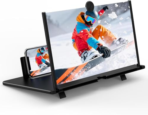 Chililon 16 inches Phone Screen Magnifier, HD Foldable Portable Screen Amplifier with Stand for Movies & Gaming, Universal Smartphone Viewer Gift for Men