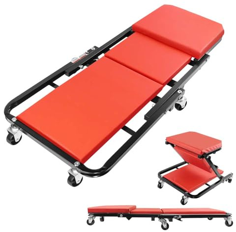 YouseaHome 2 in1 Montagerollbrett Werkstatt Rollbrett, 150 kg Belastbar, 6 Bewegliche Rollen, Werkstatt-Liegewagen, Sitz- und Liegefunktion