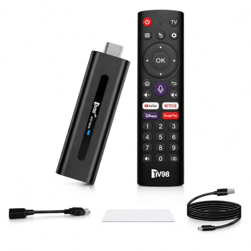 Clé de streaming 8K UHD avec 2 Go de RAM et 16 Go de ROM | TV Stick Android 14.0, Dual WiFi 2.4G/5G, Bluetooth 5.0, Commande vocale pour Smart TV, Home Cinéma & Gaming