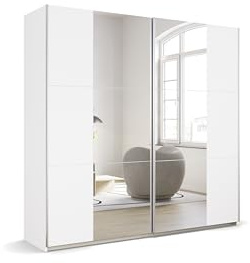 Rauch Möbel KRONACH, Schwebetürenschrank, Farbe Weiß, Breite 218 cm | Schrank, Mehrzweckschrank, 4-türig, Spiegel, 2 Schubladen, Zubehör Basic, für Schlafzimmer, Kinderzimmer, Garderobe, Flur