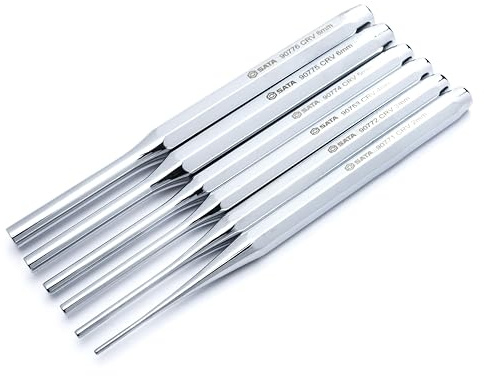 SATA ST09162SJ 6-Piece Professional Pin Punch Set with a Chromate Finish and Strong CR-V Steel Construction, Green