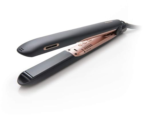 Panasonic nanoe Flat Iron for Healthy, Shiny Hair, Hair Styling Iron with Ceramic Plates and Intuitive Heat Technology, for Straightening, Smoothing and Curling - EH-HS99-K (Black/Rose Gold)