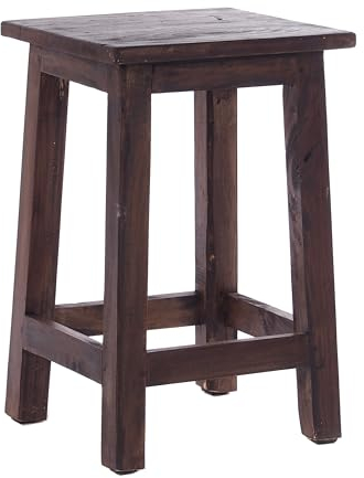 DESIGN DELIGHTS RUSTIKALER Holz SITZHOCKER Madero | 48x30x30 cm (HxBxT), Recyclingholz | Holzhocker | Farbe: 03 Dunkelbraun