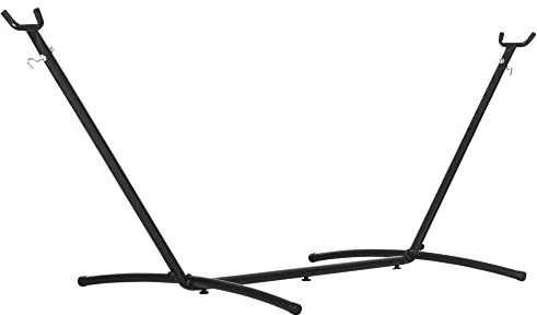 Outsunny Hängemattengestell für Hängematte Hängemattenständer mit Haken Garten Strand Metall 280 x 120 x 110 cm bis 120KG Schwarz