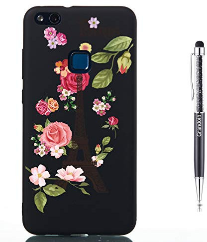 Grandoin Hülle für Huawei P10 Lite, Süßes Muster Ultra Dünn Weiche TPU Silikon Schutz Handy Hülle Handytasche Etui Schale Schutzhülle Case Cover Tasche (Blumenturm)