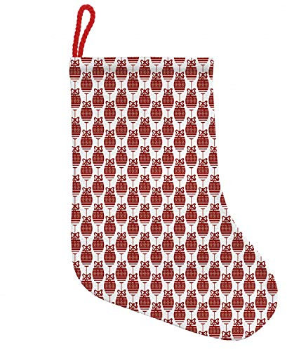 ABAKUHAUS Geometrisch Hängende Nikolausstiefel Weihnachtssocken, Zier Weihnachten, Weihnachtsstrumpf zum Aufhängen, 35x50cm, Ruby-Weiß