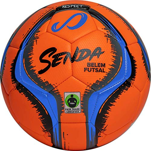 SENDA Belem Futsalboll, Fair Trade-certifierad, orange/blå/grå/svart, storlek 4 (13 och uppåt)