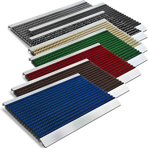 Floordirekt Hochleistungsmatte Profi Brush | Fußabtreter aus Aluminium | robuste Nylonbürsten | Witterungs- und UV-beständig | Fußmatte erhältlich in 8 Bürsten-Farben (40 x 60 cm, Rot)