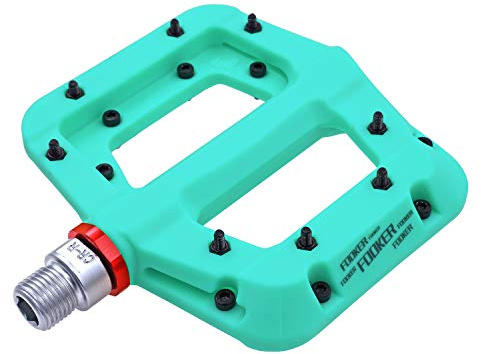 FOOKER Mountainbike-Pedale, 3 Lager, rutschfest, leicht, Nylonfaser, Fahrrad-Plattform-Pedale für BMX, MTB, 9/16 Zoll (922-grünes Nadellager)