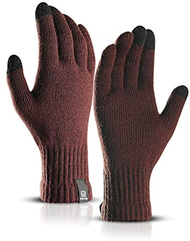 CWENROU Herrenhandschuhe Winter, Mode Strickhandschuhe Unisex Winter Touchscreen Einfache Einfarbige Warme Kaschmirhandschuhe Fäustlinge Freizeit Outdoor Reiten Skihandschuhe