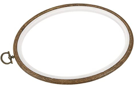 sourcing map Embroidery Hoop Frame 7x5 Inch Oval Imitated Wood Cross-Stitch Ring for Art Craft Sewing Ornament, Pack of 2