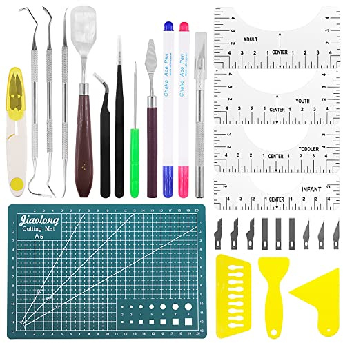 Swpeet 31Pcs Präzision Handwerk Unkrautbekämpfung Werkzeuge für Vinyl Unkrautbekämpfung, einschließlich T-Shirt Ausrichtung Regeln, Haken Unkrautbekämpfung, Nähen Markierung Bleistift, Schaber