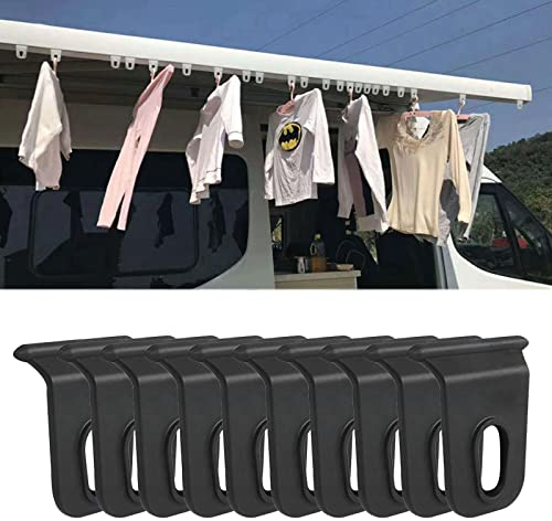 SHULLIN 10 Stück RV Markisenhaken kederleisten Haken Camping Kederschiene Haken Tragbare Markisenhaken Camping Markisen Haken RV Markisen Zubehör Aufhänger für 5mm Kederschienen(Schwarz)