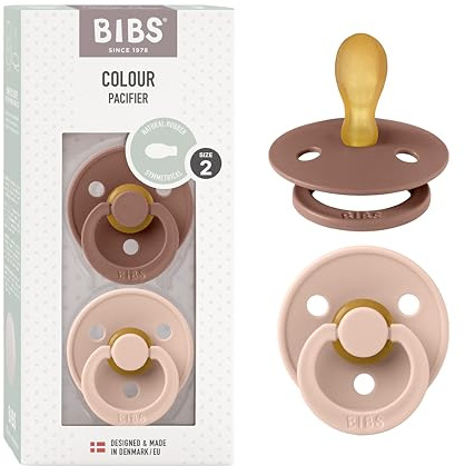 BIBS Colour Symmetrical Schnuller 2er Pack, BPA-frei Dummy-Schnuller, Symmetrischer Nippel. Naturkautschuk/Latex, Hergestellt in Dänemark. 6-18 Monate (2er Pack), Woodchuck/Blush | Symmetrischer Sauger | Naturkautschuklatex | Größe 2 | BPA-frei | Hergestellt in Dänemark | Hohe Akzeptanz | Luftlöcher