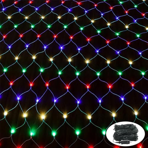 NAIZY Filet Lumineux LED 3M x 2M 250LEDs Guirlande Lumineuses Filet 8 Modes d'Eclairage Mesh Fairy Light Déco de Noel Fête Jardin - RGB