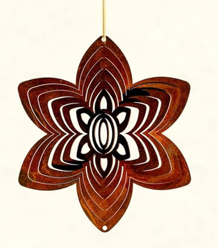 Edelrost Windspiel Spirale Blüte 22cm filigran Blume Gartendeko Rost Deko Metall Hänger Fensterdekoration Balkon Terrasse Garten Geschenk