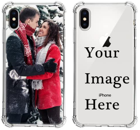 Pnakqil Coque Personnalisée pour Apple iPhone X/XS 5,8, Personnalisable avec Votre Propre Photo Image Texte Cover Étui Housse, TPU Silicone Antichoc Protection Custom Case pour iPhone XS/X, 1