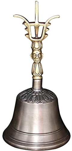 Anrufsglocke Tischglocke Bar-Empfang Im Retro-Stil Service Glocke, Meditation Tierfütterungstraining Bronze Handglocke, (Color : Vintage Color, S : 7.7 * 3.7 inches)