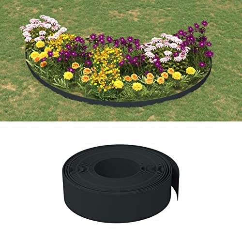 ZEYUAN Rasenkanten 4 STK. Schwarz 10 m 15 cm Polyethylen, Beetumrandung, Rasen Rakel, Rasenabgrenzung, Lawn Egde, Rasenkantenband