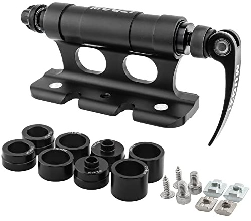 MUQZI Bike Block Fork Mount, Aluminum Alloy Bicycle Front Fork Quick Release Mount MTB Rear Wheel Rack Mount Thru Axle Car Roof Carrier Rack Support Stand Holder