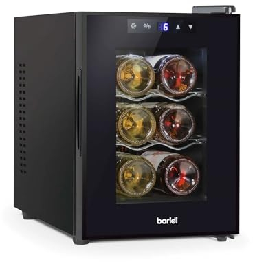 Baridi 6 Bottle Wine Cooler, Thermoelectric, 5-18°C, Touch Control, Table Top - DH217