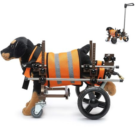 NITTAI Verstellbarer 4-Rad-Hundewagen/Rollstuhl, für Alterung, Behinderte, Verletzte, Arthritis, schwache Hunde/Katze/Haustier, geringes Gewicht, einfache Montage, Rehabilitationshilfe für Hundebeine