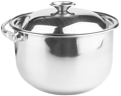 PRETYZOOM Stainless Steel Soup Pot with Lid Cooking Pot for Gas Stove and Induction Cooker Heat Resistant Stewing with Handle Flat Bottom for Even Heating 8.27 in Household Cookware