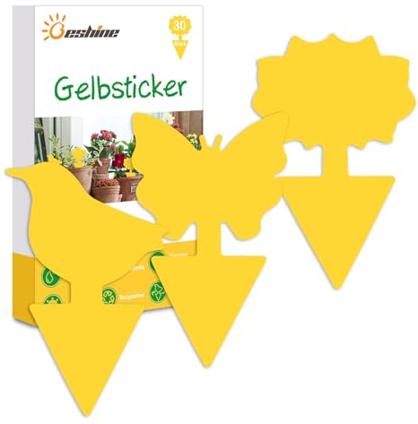 Beshine Gelbsticker, 30 Stück Gelbtafeln Trauermücken Bekämpfen klebriger Fänger für Pflanzen Innen- und Außeninsekten Fliegenkontrolle, wasserdicht und ungiftig
