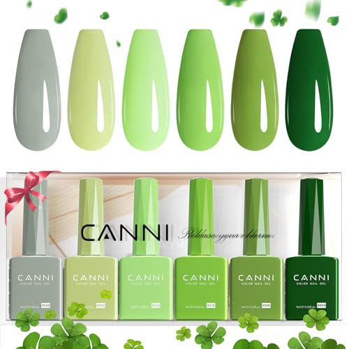 CANNI UV Nagellack Set 6 Farben grau tiefgrün grey deep green Gellack Nagellack Gel Polish Set Gelnägel Set UV Gel für Nägel 2314