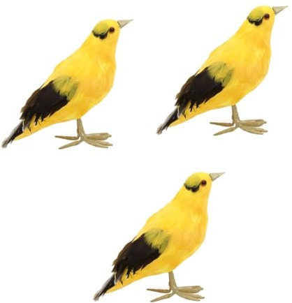 VANZACK 3st Simulation Pirol Vogelgartenstatue Vögel Aus Schaumstoff Selber Machen Vogelmodell Tierische Basteldekoration Desktop-Vogel-dekor Künstlicher Vogel Mini Echte Federn Usw.