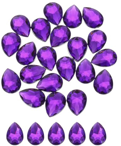 QUARKZMAN 20pz Gemme a Goccia in Acrilico 18x25mm Viola Profondo | per Creazioni Fai da Te Gioielli Pittura del Viso Matrimonio, Pietre Artificiali, con Retro Piatto