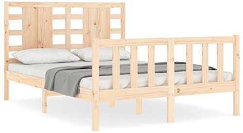 ZQQLVOO Bed Frame Lattenrost Palettenbett Bodenbett Massivholzbett mit Kopfteil