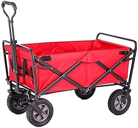 CCYENG Trolley-Karren, zusammenklappbarer Mehrzweckwagen, 4-rädriger, zusammenklappbarer Campingwagen, Mehrzweck-Gartenwagen, tragbarer Outdoor-Handwagen für Strandpi