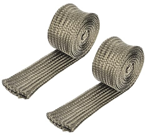 sourcing map 2 Pcs Heat Shield Sleeve, 0.6 ID 3 Feet Heat Sleeve Automotive Wire Heat Shield Fuel Line Heat Shield Sleeve Heat Sleeve Heat Wrap 800 Degree for Wires, Titanium Color
