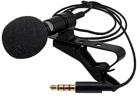 GLSTOY Lapel Microphone Clip-on Lavalier Mic with 1.5m Cable and 4-level to 3-level Adapter for Mobile Phone Recording Conference and Video Streaming