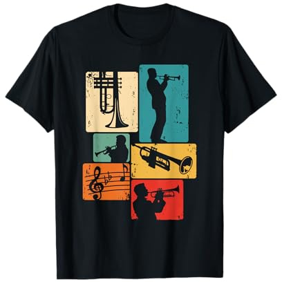 Trompete Geschenke für Trompetenspieler T-Shirt - Herren & Damen - Unisex-Erwachsene - Trompeter, Musiker - Multicolored - Small - Kurzärmelig - Klassisch - Retro-Trompeten-Design