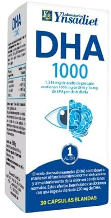 DHA 1000 - Complemento Alimenticio de Omega 3 para Salud Cerebral y Ocular - 30 Cápsulas Blandas - Ynsadiet