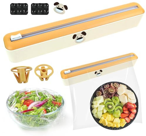 Frischhaltefolie Schneider, Abroller Frischhaltefolies, folienspender mit cutter, Saugnapf Frolienabroller für Küche Wohnküche Restaurant