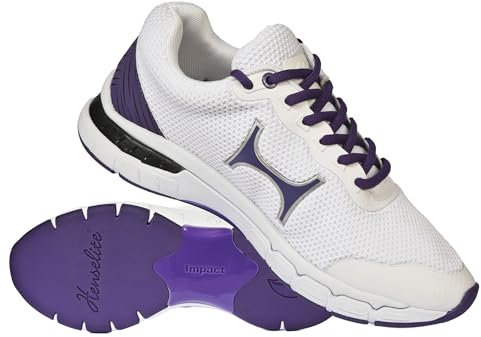 Henselite Ladies L500 Indoor and Outdoor Bowls Shoes (White and Purple, UK Footwear Size System, Adult, Women, Numeric, Medium, 6)