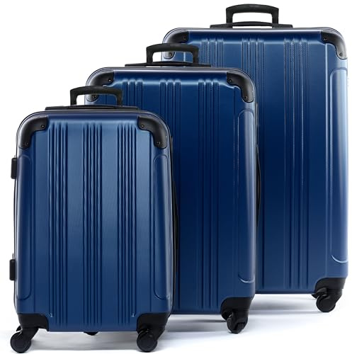 FERGÉ Premium Kofferset 3-teilig: 28, 24 & Handgepäck Koffer in einem Set, sehr robuste Reisekoffer mit 4 sanften Rollen & Schutzecken, Hartschalen-Koffer Set 3-teilig blau