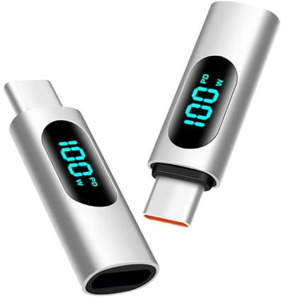 leizhan 100W Lightning-Buchse auf USB-C-Stecker Power Display Adapter (2er-Pack), USB C Lightning Adapter, Datenübertragungsadapter für Smartphones, Computer, Nicht für Audio/OTG - Silber