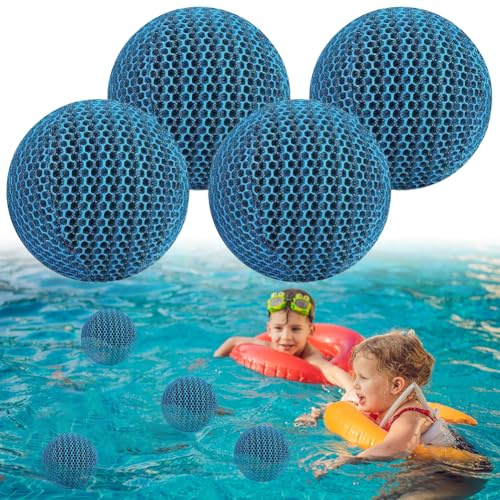 4 Stück Whirlpool Schaumabsorber, Ölabsorbierende Filterkugeln, Schaumabsorber für Spa – Wiederverwendbare Schwimmende Filter, Filter zum Pool Säubern – Für Sauberes Wasser in Pools und Jacuzzis