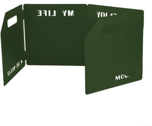 Bebykilemi Protection contre le vent pour réchaud de camping à 4 panneaux - Pliable - En métal - Avec aérations - 50 x 25 cm - Pour la cuisine en plein air - Vert kaki