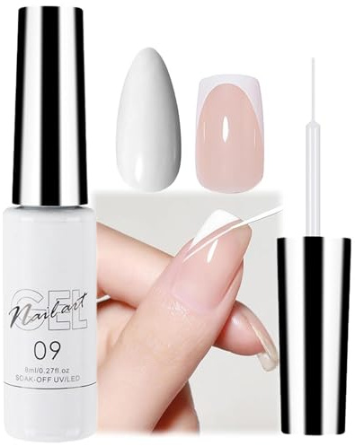 White Gel Nail Polish Liner - UV Shellac Colour For Fineliner, French Nail Art Design, Women's DIY Home Salon, Gel Colours For Nails