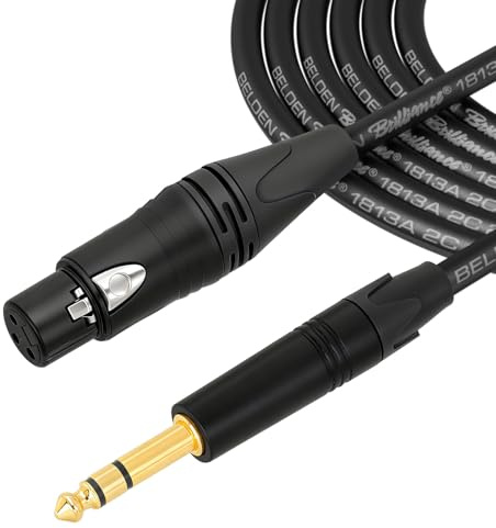 Superbat XLR Female to 1/4 Inch TRS Jack Microphone Cable 1m/3FT Mic Lead | Belden 1813A Cable for Microphone, Audio Mixer, Sound Box, Powered Speaker, Keyboard, Synthesizer, Stereo System