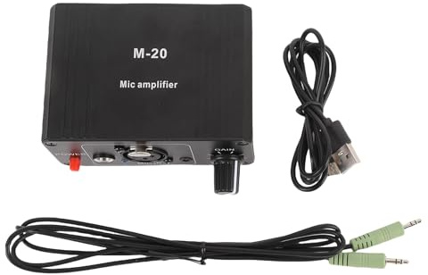 Garosa Préampli de Microphone avec Puissance 48 V, Gain élevé, Sortie XLR à Faible Bruit, Préamplificateur de Micro Rechargeable pour Micros Dynamiques à Condensateur SM7B